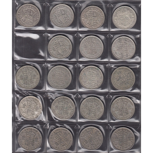 81 - A two volume UK 20th Century circulated coin collection, noted face £120+ and x22 pre 1947 Half Crow... 