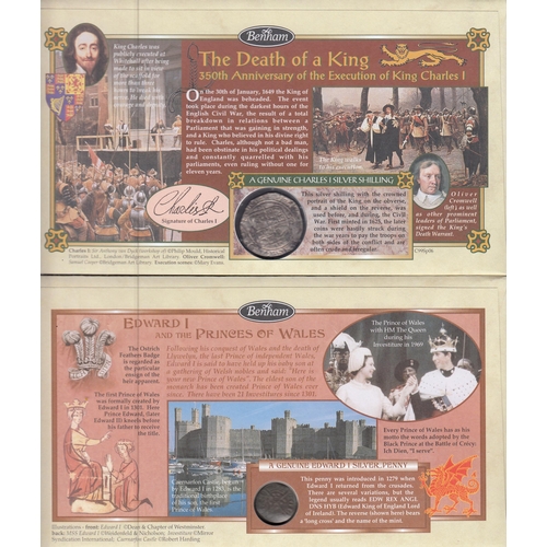 128 - UK Edward I silver Penny and Charles I silver Shilling each encapsulated in a FDC with CoAs