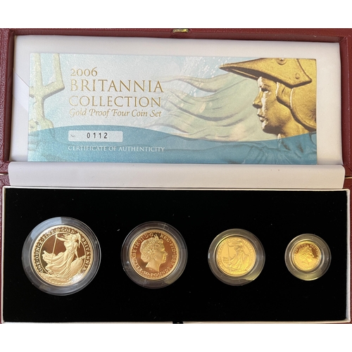 10 - UK 2006 Britannia Gold Proof Collection Four Coin Set, boxed with CoA.