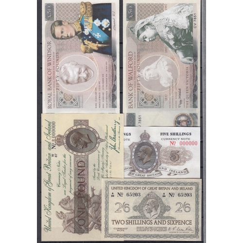 131 - An accumulation of x30+ ‘Spoof’ and Forged banknotes from around the World including UK White notes,... 