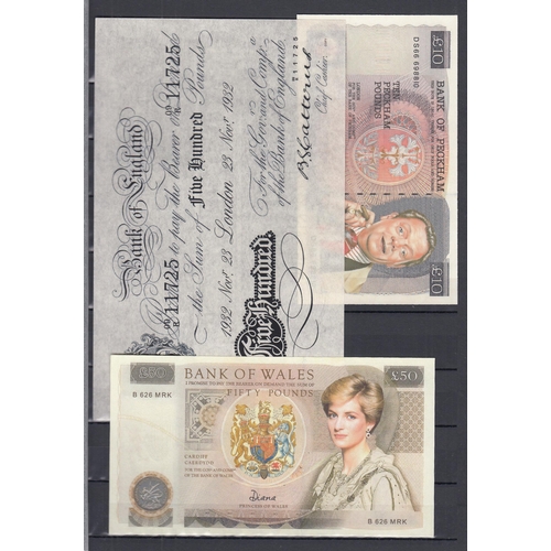 131 - An accumulation of x30+ ‘Spoof’ and Forged banknotes from around the World including UK White notes,... 