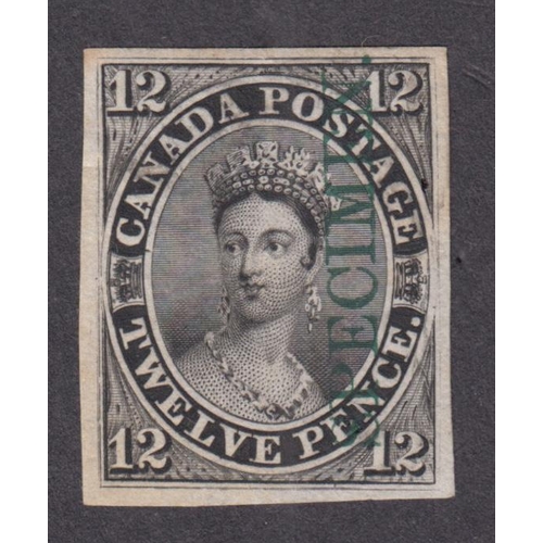 428 - 1851 12d black Plate Proof imperforate on India paper o/pt Specimen (vertically) in green. Some thin... 