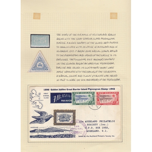 372 - 1898 Pigeon Post Great Barrier Reef 1/- blue and 6d triangular issues mint on page, alongside 1948 c... 