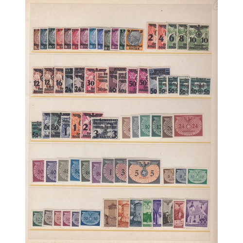 477 - Extensive accumulation of German area in packets, albums, on stock cards and stock sheets in box. We... 