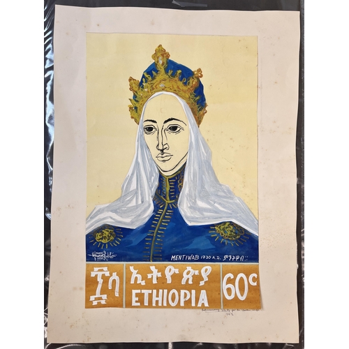 449 - 1962 Preliminary study (as attested in manuscript at base) hand painted in colour for the 1964 Empre... 