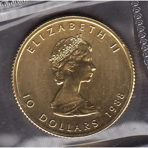 47 - Canada 1988 ¼ Oz gold $10 coin, in good condition.