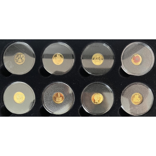 62 - 2017 Alderney & Tristan Da Cunha x8 1g gold coins (9 Carat), boxed with CoA