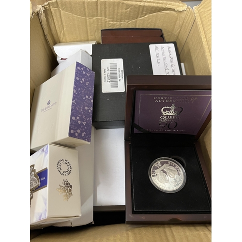 74 - A group of x20 World and GB silver proof coins/sets, including UK 2021 £5 and Canada 2016 $20, all b... 