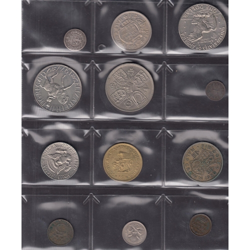 10 - A small collection of mainly 20th Century circulated coins, strength in UK including 1843 Half Farth... 