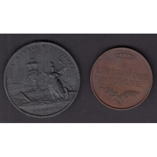 26 - A pair of 19th Century Medallions, includes 1831 Battle of Warsaw Tribute to Poles and Russia Suppor... 