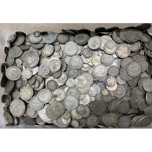 2 - A large collection of UK silver coins, mainly from the 19th & 20th Century circulated coins, weight ... 