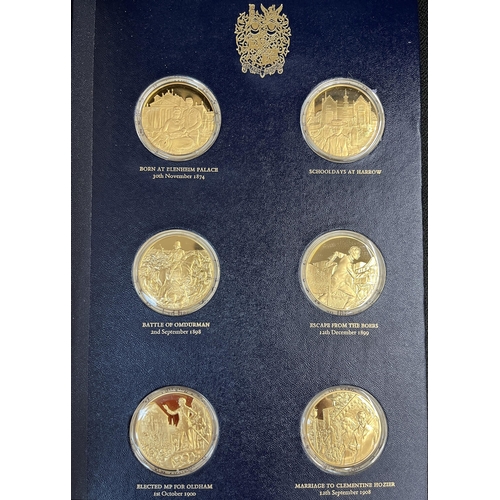 98 - The Winston Churchill Centenary Trust sterling silver gilt medals collection, comprising of x24 meda... 