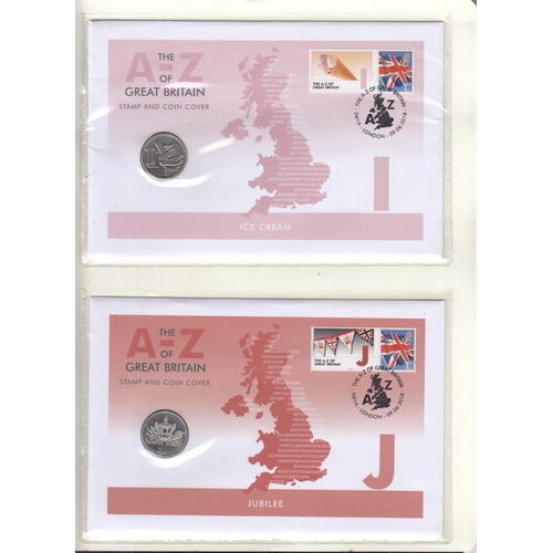 83 - 2018 A-Z of Great Britain 10p coin cover collection, plus Beatrix Potter (x13) 50p coin cover collec... 