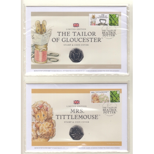 83 - 2018 A-Z of Great Britain 10p coin cover collection, plus Beatrix Potter (x13) 50p coin cover collec... 