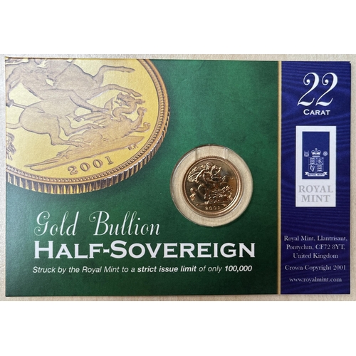 86 - UK 2001 gold half Sovereign, in good condition