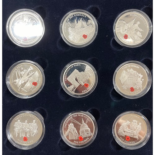 117 - The Route to Victory Collection, comprising x18 silver Crown size coins boxed with CoA