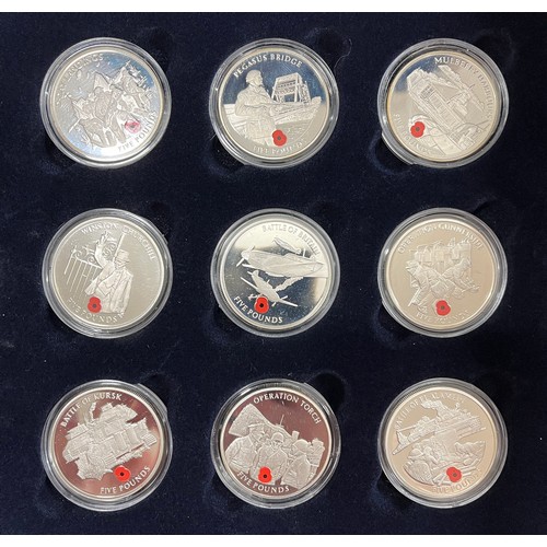 117 - The Route to Victory Collection, comprising x18 silver Crown size coins boxed with CoA