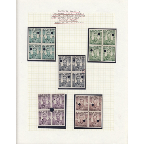 634 - 1937 3s-£50 punched proof imperf blocks of 4 set of 9 values incl the rare 7s6d (this one with print... 