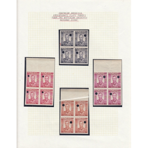634 - 1937 3s-£50 punched proof imperf blocks of 4 set of 9 values incl the rare 7s6d (this one with print... 