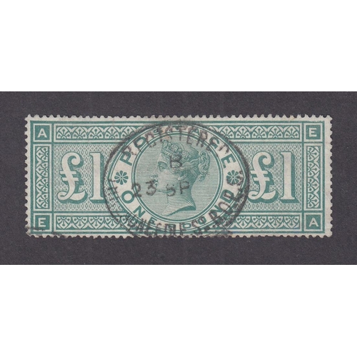 537 - 1887 £1 green fine used with neat ‘Threadneedle St Registered’ oval, faint horizontal crease, Cat £8... 