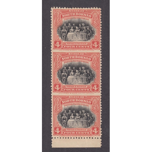 680 - 1925 4c scarlet in lower marginal vertical strip of 3, Imperf between (vertical strip of 3). Traces ... 