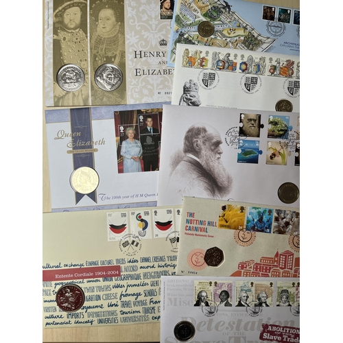 46 - A duplicated collection of x140 RM PNC coin covers to 2009, noted 1998 Royal Beasts £1 coin cover, 2... 