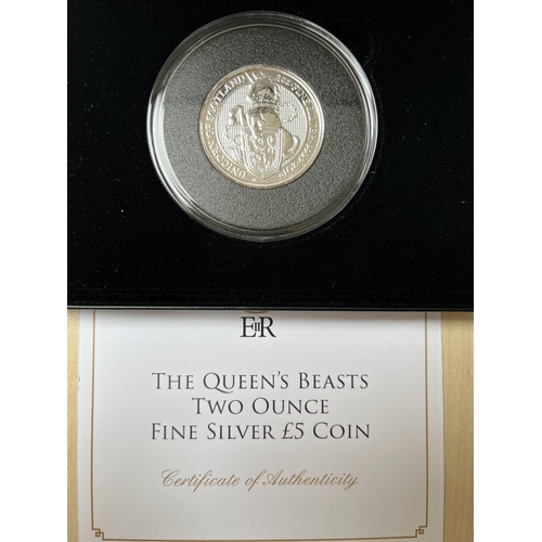 52 - UK 2018 The Queen’s Beasts, Unicorn of Scotland, 2oz fine silver uncirculated £5 coin, boxed with Co... 