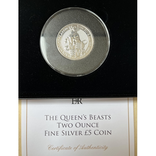 53 - UK 2018 The Queen’s Beasts, Black Bull of Clarence, 2oz fine silver uncirculated £5 coin, boxed with... 