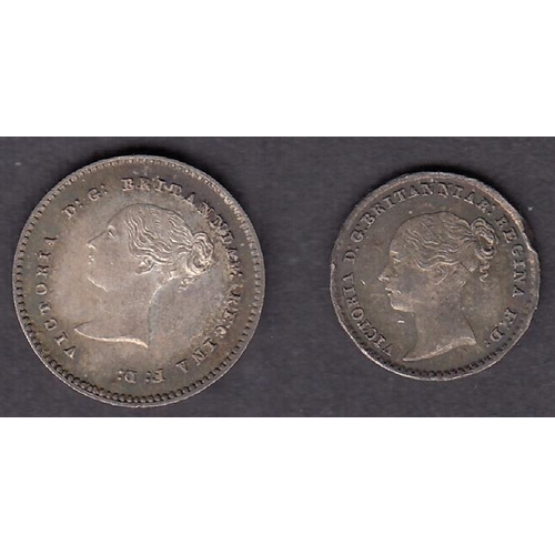 397 - UK QV 1857 silver Maundy 1d & 2d, in good condition