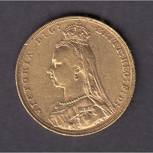 240 - UK 1892 gold full Sovereign, ‘Melbourne’ mint mark, in good condition