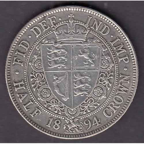 398 - UK QV 1876 & 1894 silver Half Crowns, in good condition