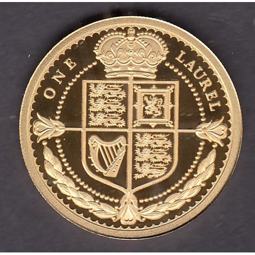 209 - Tristan Da Cunha 2019 gold proof One Laurel (8g, 22ct), boxed with CoA