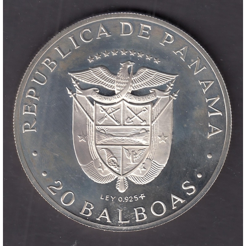 183 - Panama 1974 silver proof 20 Balboas, boxed with CoA