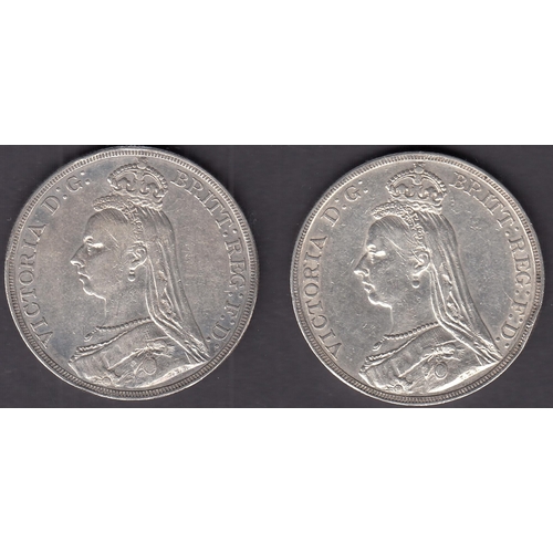 399 - UK QV 1887 & 1889 silver Crowns, in good condition