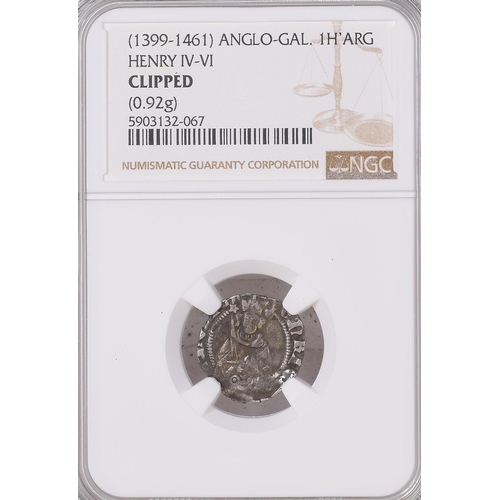 160 - Anglo-Gallic 1399-1461, Henry IV-VI silver 1 Hardi D'Argent coin, slabbed and graded by NGC PR:3 and... 