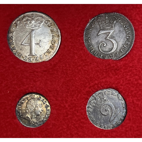 214 - UK 1763 four-coin silver complete Maundy set, in good condition