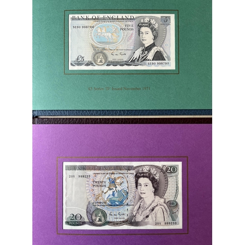 87 - A group of x4 QEII UK uncirculated banknotes in presentation folders, each signed by George Gill Chi... 