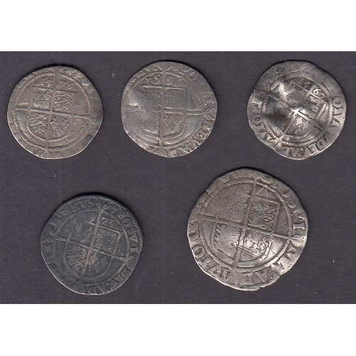 95 - A group of x5 English Elizabeth I coins, including x4 6ds and x1 Shilling, from various mints, mixed... 