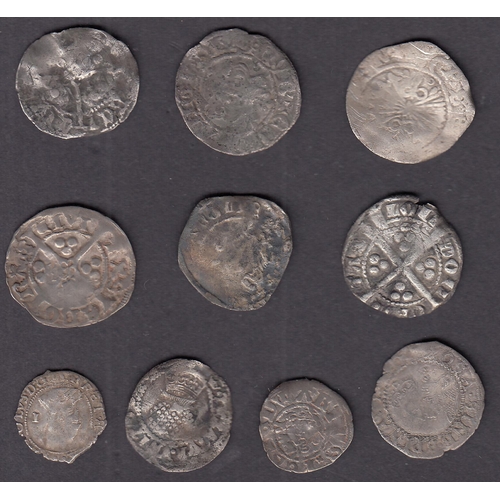 51 - A group of x10 English silver hammered low denomination coins Groats to Penny, from Edward I to Char... 