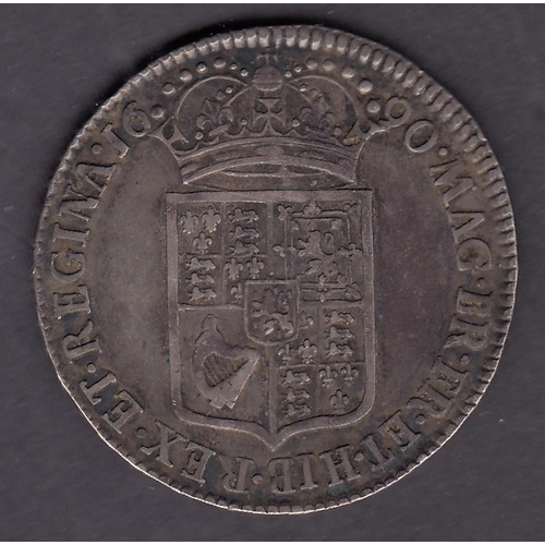 211 - UK 1690 William & Mary silver Half Crown, Spink No.3435, in good condition