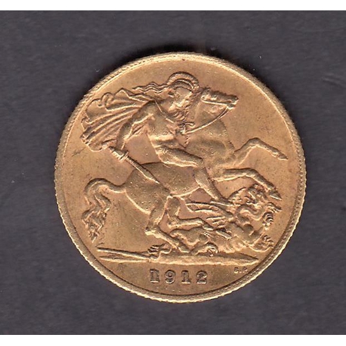 284 - UK 1912 gold half Sovereign, in good condition