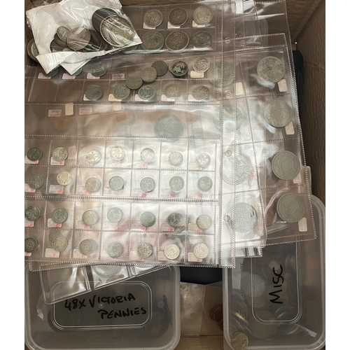 3 - A collection of mainly UK coins, in plastic boxes and assorted into boxes, strength in UK circulated... 