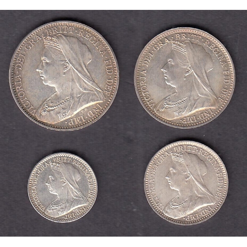 241 - UK 1893 QV four-coin silver complete Maundy set, in good condition