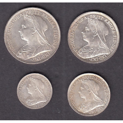 251 - UK 1901 QV four-coin silver complete Maundy set, in good condition