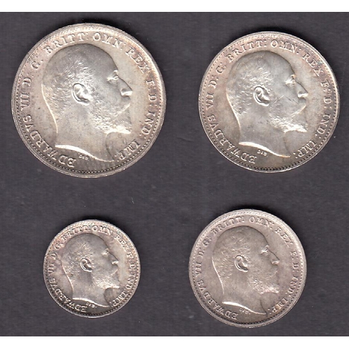 252 - UK 1902 EDVII four-coin silver complete Maundy set, in good condition