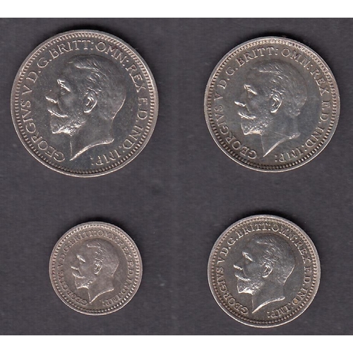 297 - UK 1928 KGV four-coin silver complete Maundy set, in good condition