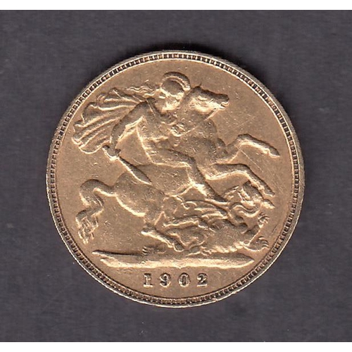 255 - UK 1902 gold half Sovereign, in good condition