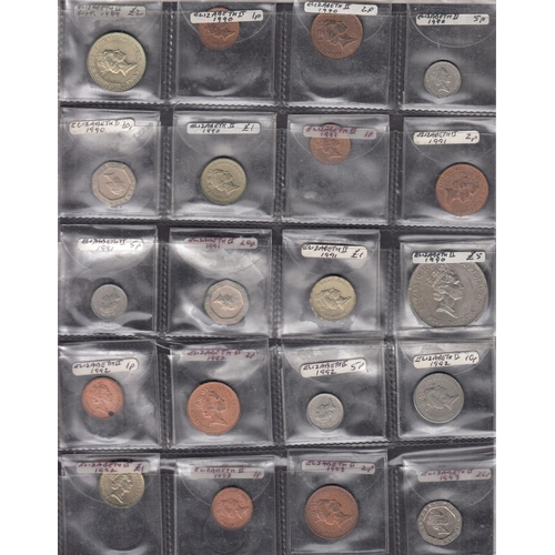 7 - A collection of UK circulated coins in plastic pages and loose, mainly mid-late 20th Century includi... 