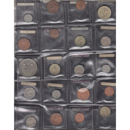 7 - A collection of UK circulated coins in plastic pages and loose, mainly mid-late 20th Century includi... 