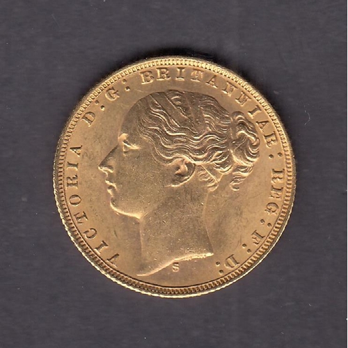 232 - UK 1876 gold full Sovereign, Sidney mint mark, in good condition, salvaged from the Douro Cargo Ship... 